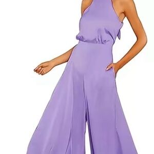 Elegant Purple Halter Jumpsuit